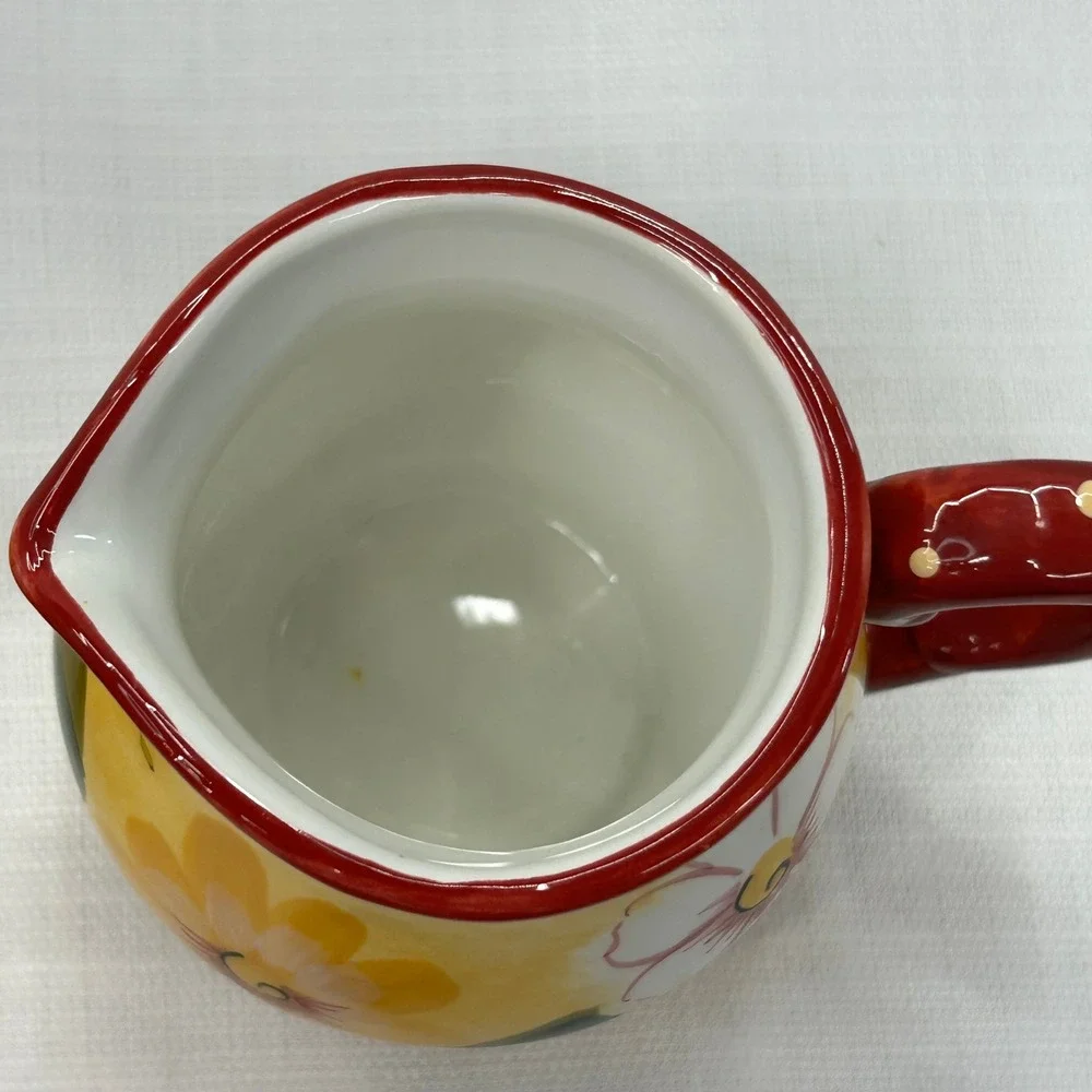 Oneida Sunset Bouquet Creamer & Sugar Bowl Set Yellow Red Floral Hand Painted